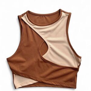 Brown and Tan Crop Top Tank Top Women’s Medium